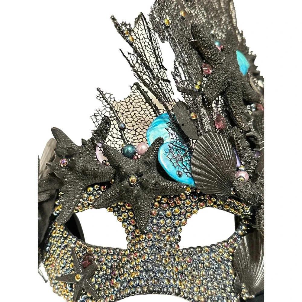 Masquerade Under‎ The Ocean Little Mermaid Seashell Girl Black Mask Ribbon Tie